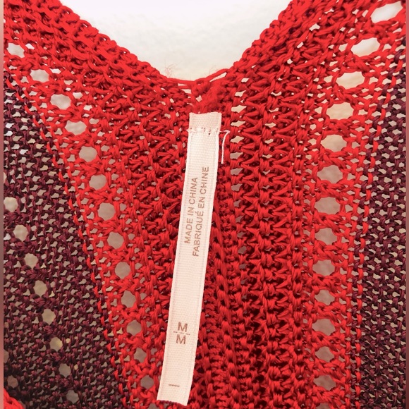 Free People Womens Katies Crochet A-line Mini Dress Orange Red Pink Medium - Picture 6 of 6